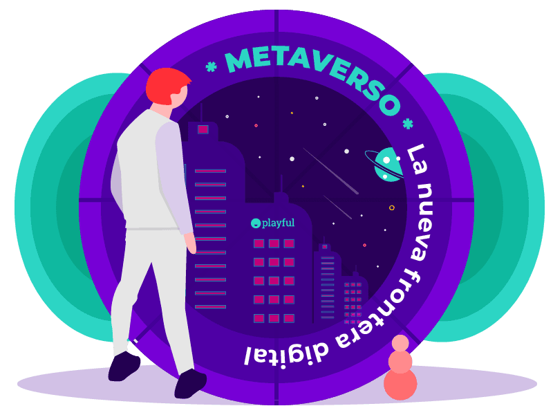 Metaverso. Hombre de puerta a un mundo digital