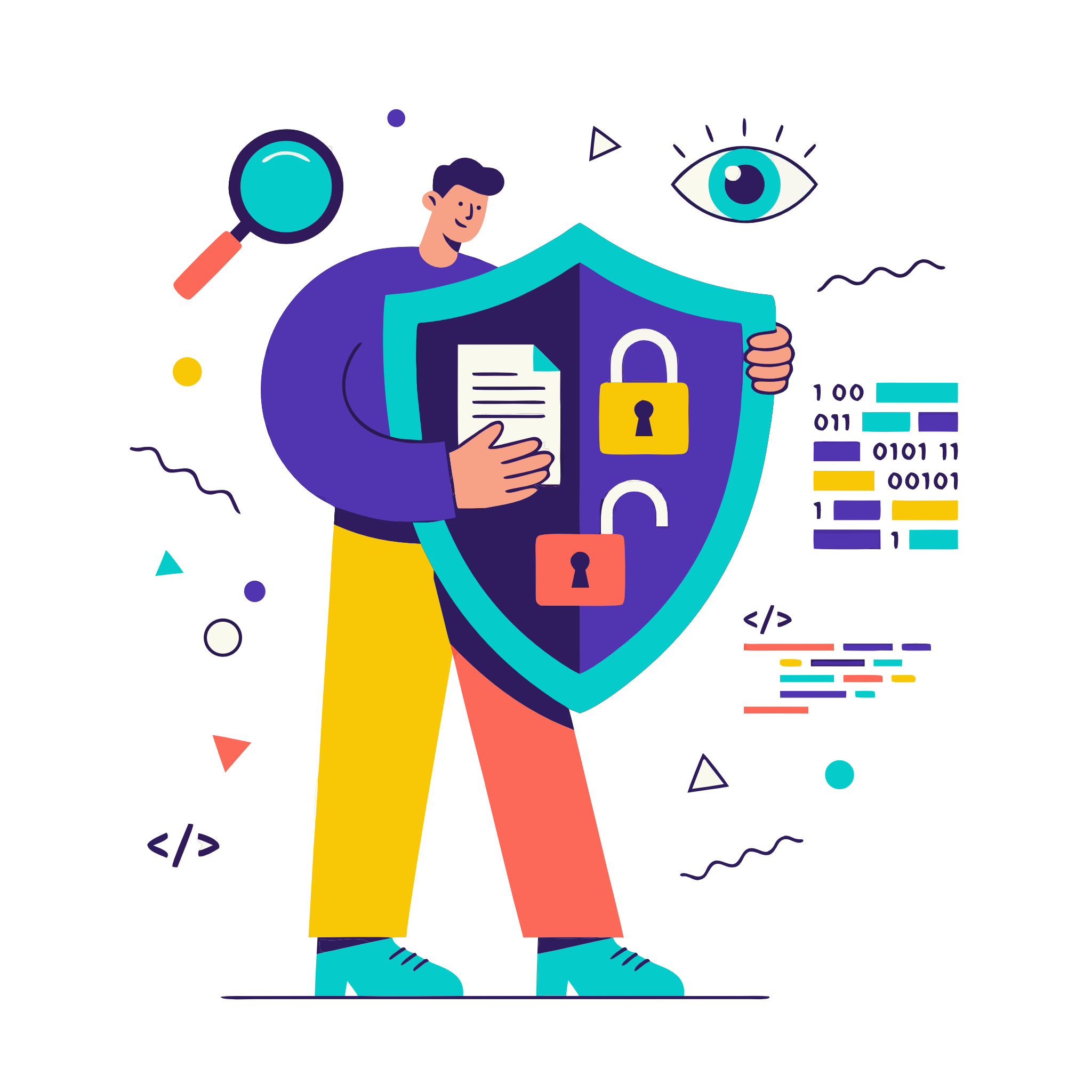 Ilustración de persona leyendo política de privacidad