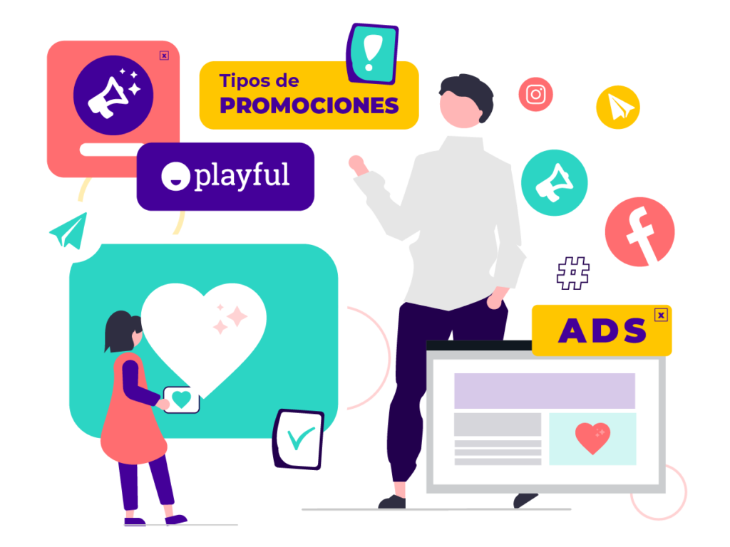 Personas navegando a través de los ads y promos